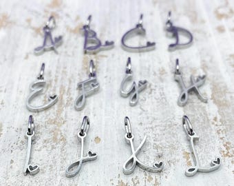 Initial Heart Petite Silver Necklace