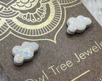 Cloud Glitter Clay Tiny Stud Earrings