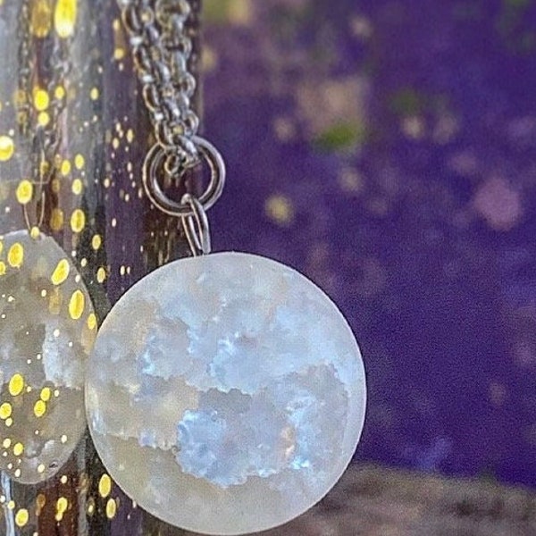 Full Moon Goddess Crackle Quartz Necklace [OR] Earrings [OR] Both