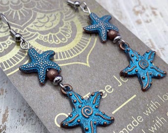 Starfish Patina Earrings