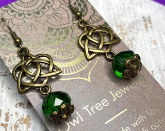 Celtic Trinity Knot Heart Earrings
