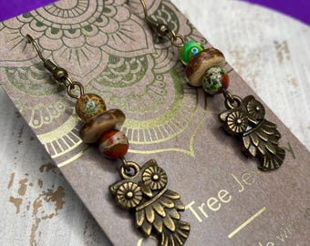 Imperial Jasper Owl Earrings