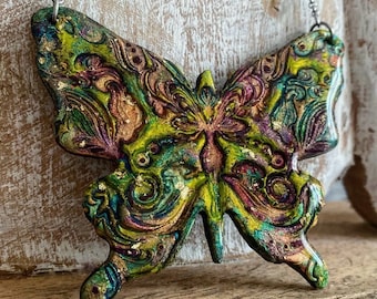 Fairy Butterfly Moss Garden Statement Necklace