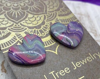 Dreamy Pastels Heart Clay Stud Earrings
