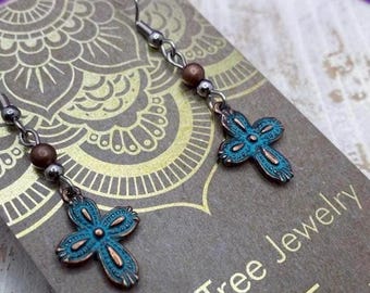 Cross Patina Earrimgs