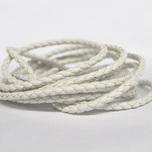 4mm Grey White Braided Lamb Leather