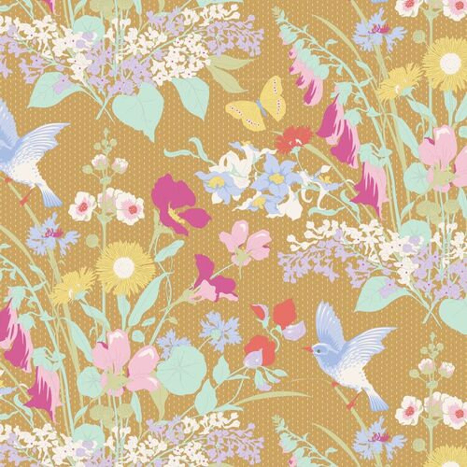 Tilda Gardenlife Fabric Mustard TIL100302 t102 Etsy