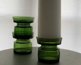 Dansk Design Candleholder, designed by Jens Harald Quistgaard in the 1960s Green Glass Vintage