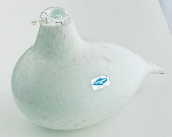 Oiva Toikka Snow Bunting (pulmunen) Glass Bird Opal White Design