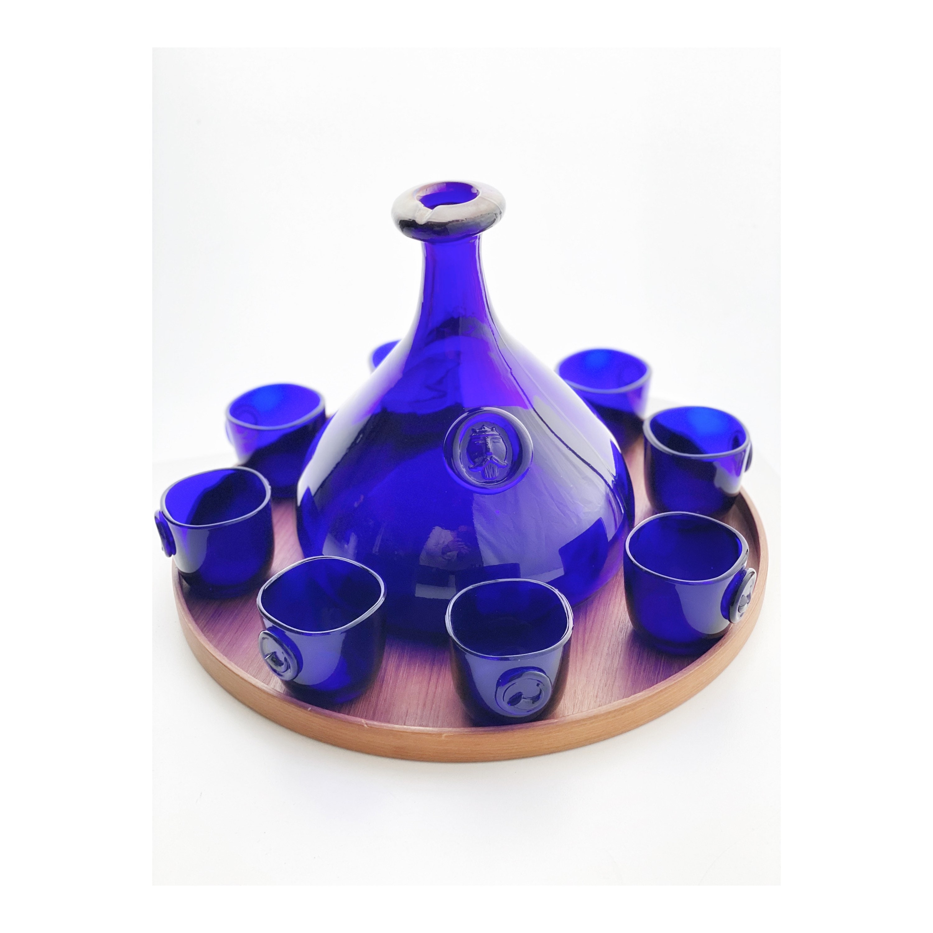 Cobalt Blue Viking Decanters and Cups by Ole Winther for