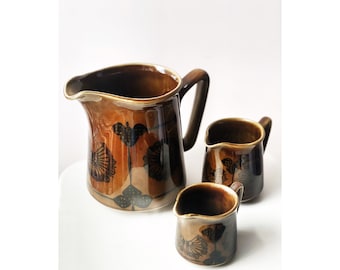 Vintage Jugs in Sera pattern by Inger Waage for Stavangerflint of Norway 1968