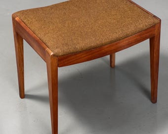 Mid Century Uniflex Dressing Table Stool | Teak Vanity Stool | Scandinavian Modern Style Bedroom Seat | 1960s British Modernist Furniture
