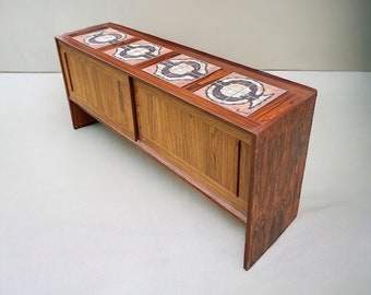 Danish Mid Century Credenza with Tile Inset by Gangso Moble 1970s Poul Hermann Poulsen Design