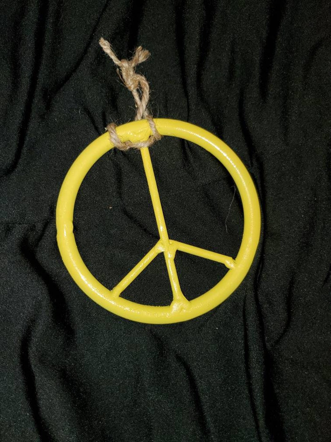 Yellow Metal Peace Sign, Peace Sign Wall Hanging, Peace Sign Gift, Gift