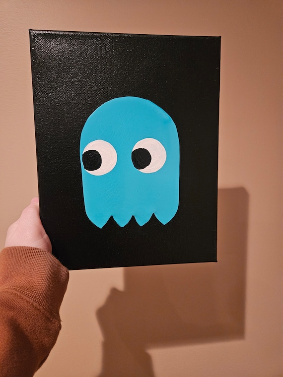 Pac Man Painting, Pac Man Ghost Inky, Pac Man Ghost Painting