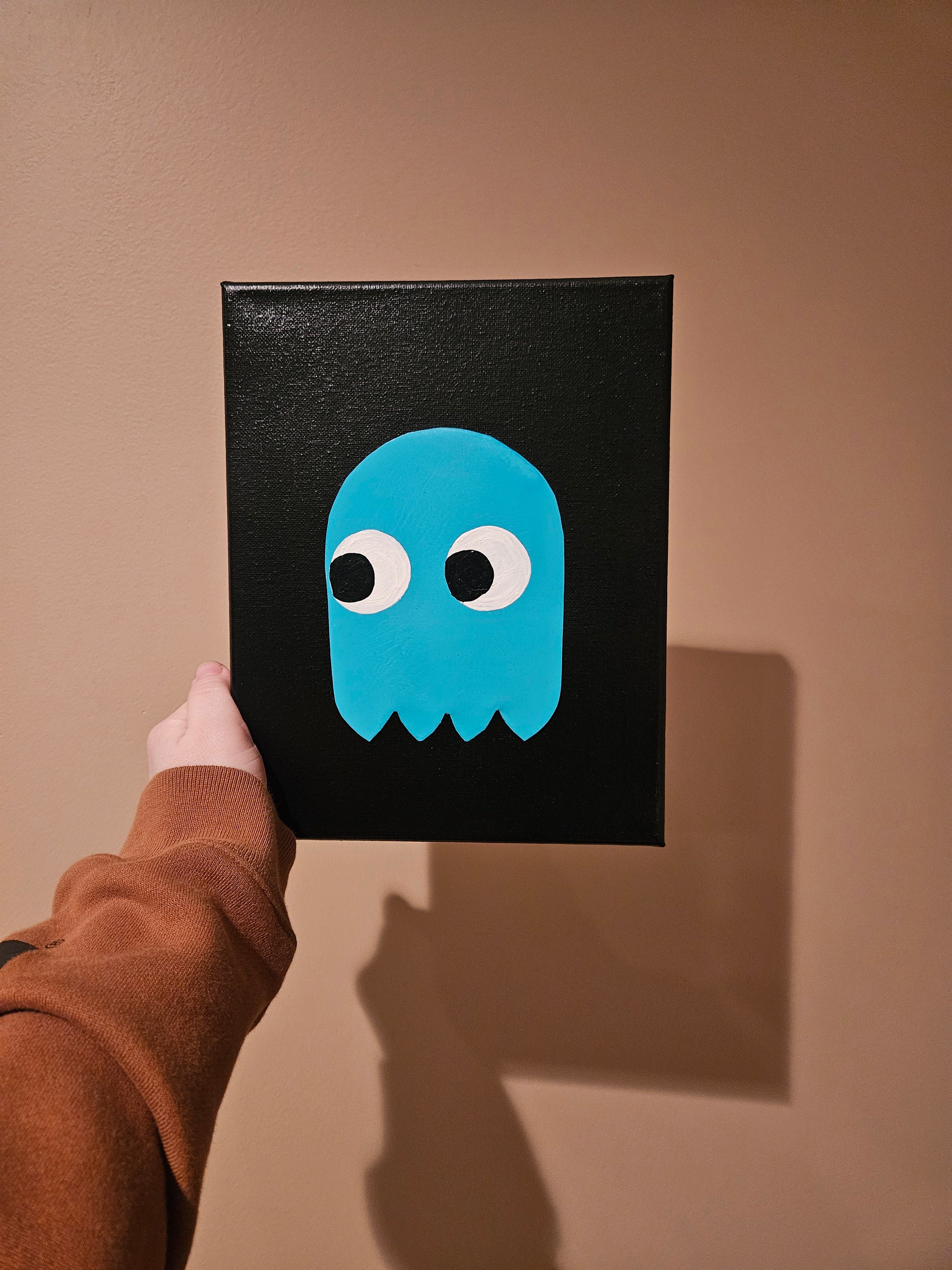 Pac Man Painting, Pac Man Ghost Inky, Pac Man Ghost Painting