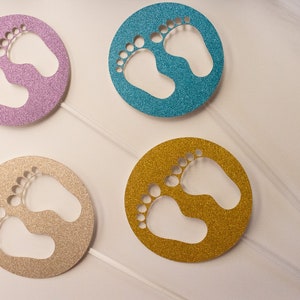 Gender Reveal Cupcake Toppers | Baby Shower | Baby Cupcake Toppers | Gender Reveal Glitter Toppers