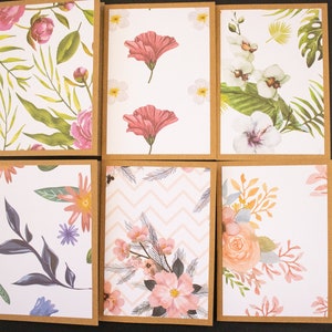 Handmade Floral Cards with Envelopes | Greeting Cards Bulk | Blank Cards | Card set | 6 Blank Cards | Pack of Blank Cards with Envelopes