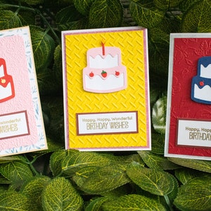 Bulk Birthday Cards | Pack of 3 Handmade Birthday Card | Greetings Card | Hand Stamped | 3 Card Bundle | Embossed Card | Heat Embossed