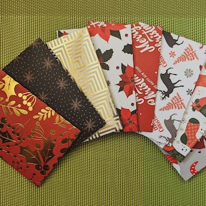 6 * Small Christmas Gift Envelopes | Pattern paper envelope | Gift Card Envelopes | Christmas Envelopes | Cash Envelopes
