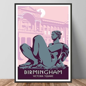 Birmingham Victoria Square Art Print, Wall Home Decor, Housewarming Gift
