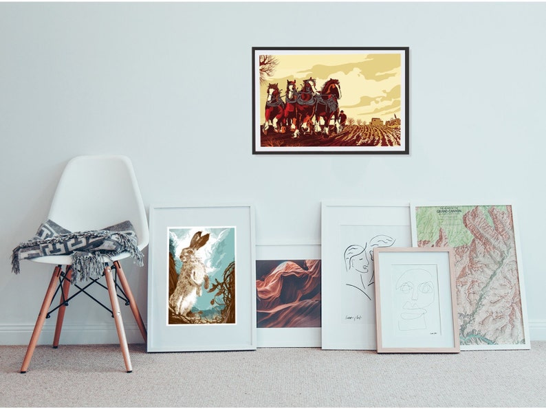 Horses Working Equestrian Art, Working Shire Horses, Giclee Print