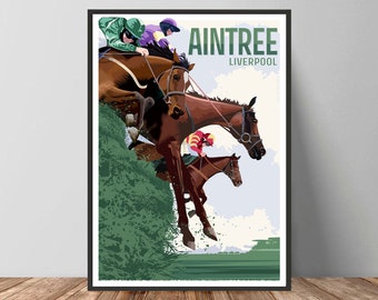 Aintree Racecourse Art Print: Original Horse Racing Travel Poster