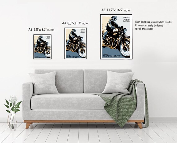 Vincent Black Shadow, British Classic Motorbike Poster, Man Cave