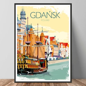 Gdansk Poland Original Art Travel Print Art Decor Gift