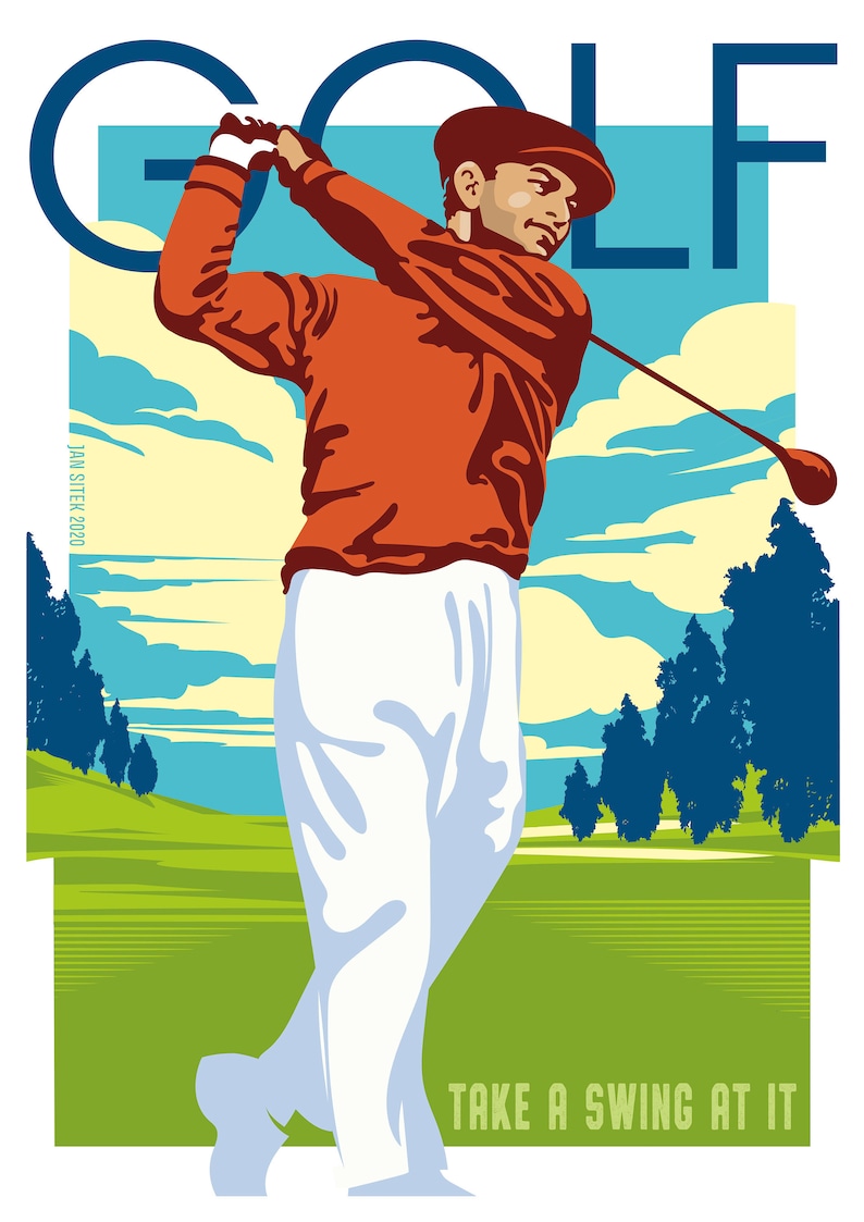 Golf Art Print, Art and Sport, Golf Poster, Golf Digital Print