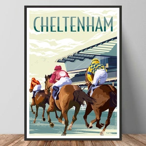 Impresión del hipódromo de Cheltenham (Reino Unido), póster de Cheltenham, impresión de carreras para regalar, póster de viaje, impresión artística original, decoración de pared