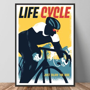 Cycling Motivational Print: 'Life Cycle' Bicycle Poster