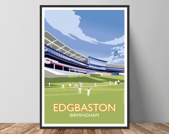 Edgbaston Cricket Ground Poster Art Print, Illustration, Digital Print, Cricket Print, Art and Sport
