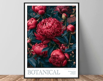 Botanical Cherry Red Flower Art Print Colourful Flower Home Wall Decor