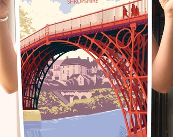 Ironbridge Shropshire Travel Poster: River Severn Art Print UK