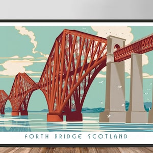 Forth Rail Bridge Firth of Forth Scotland Original Art Travel Poster