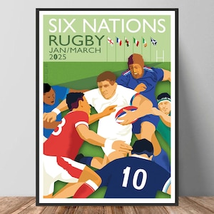 Six Nations Rugby Print: Retro Sports Poster Art