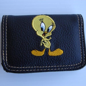 Cartera triple vintage de Looney Tunes de 1999 con el pájaro Tweety en color negro, menta y sin usar