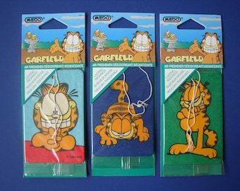 FULL Set of 3 Different NOS Garfield the Cat Air Fresheners Double Sided 1996 MEDO