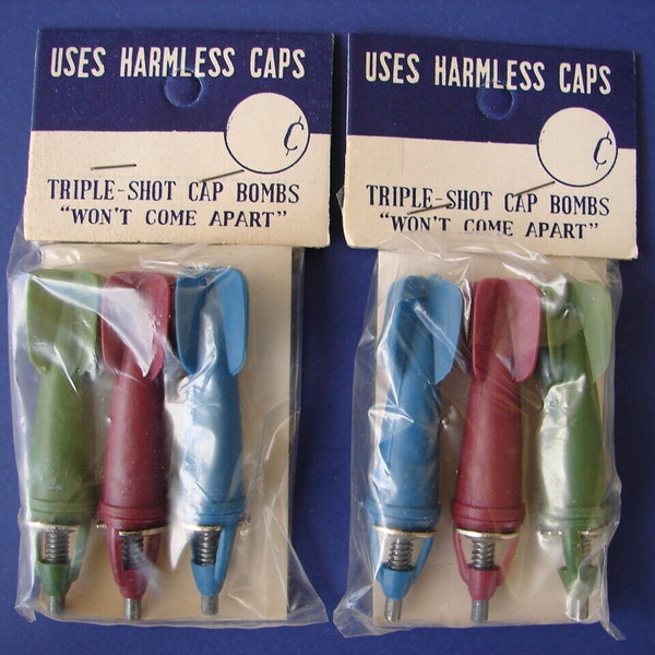 2 Packs (6 total Rockets) Rare 1960's Rocket Cap Bombs Cap Rocket Toy NOS Sealed Hong Kong