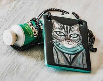 Custom cat pendant Cat necklace Cat lover gift