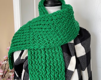 Green Handmade Knit Scarf-Jets-Sports Scarves-Wicked-St Patrick's Day