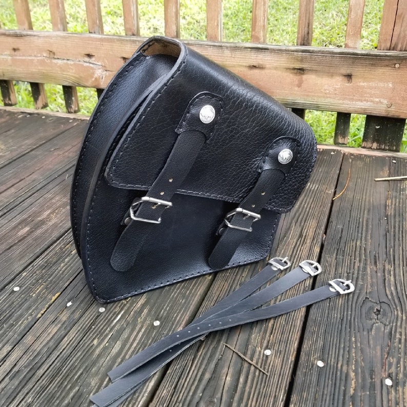 Harley Davidson Swingarm Bag Handcrafted Antique Black Leather Motorcycle Right Side Saddle Bag