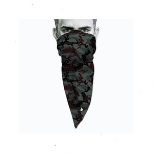 Polaina de pescoço exclusiva – Máscara facial triangular – Camuflagem de argila – Máscara facial preta – Capa protetora para rosto – Bandana de motociclista – Lenço de design