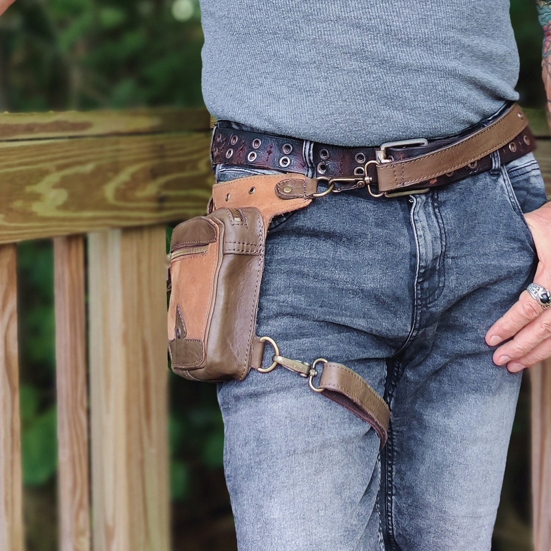 Small Soft Genuine Leather Drop Leg Bag With Comfortable and Adjustable Strap Unisex Fanny Pack Bag Leather Fanny Bag Gift Ideas Etsy Canada
