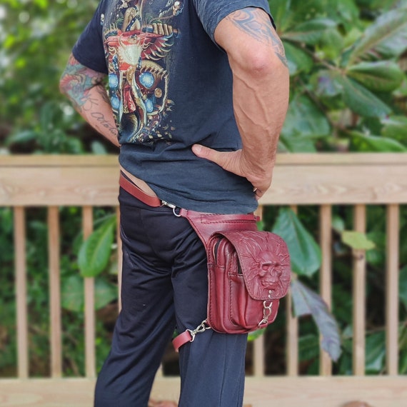 Handcrafted Genuine Vegetal Leather Maroon Multifunctional Drop