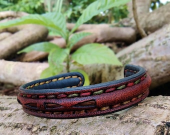 Boho Handcrafted Brown Leather Bracelet - Quality unisex leather jewelery cuff-bracelet