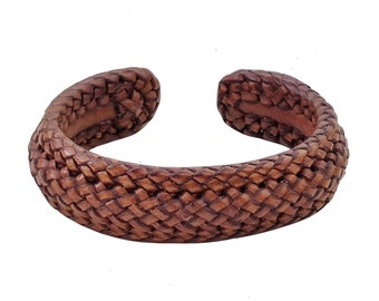 Boho Handcraft Trenzado Genuino Cuero Vegetal Marrón Pulsera-Unisex Regalo Moda Cuero Joyería Puño