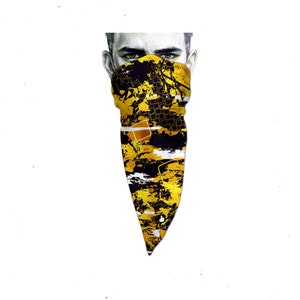 Polaina de pescoço exclusiva – Máscara facial triangular – Colmeia – Máscara facial amarela e preta – Capa protetora para rosto – Bandana de motociclista – Lenço com design de presente