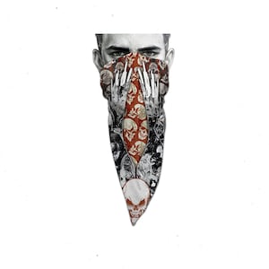 Unique Neck Gaiter - Triangle Face Mask - Biker Wings - Skull Face Mask - Protective Face Cover - Biker Bandana - Gift Design Scarf